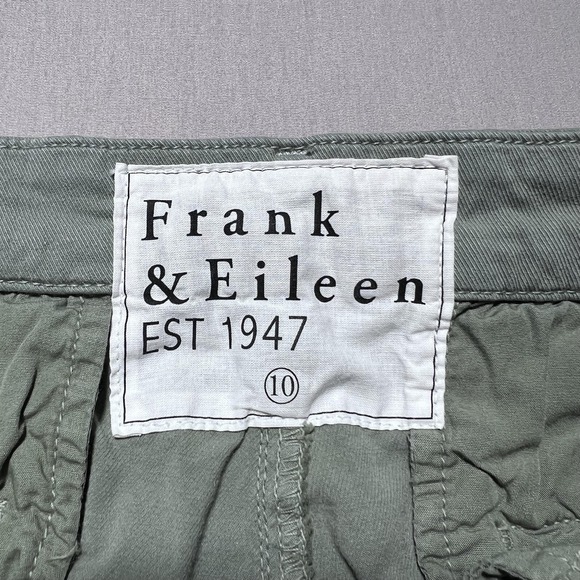 Frank & Eileen Wicklow Pants Womens 10 Green Cropped Raw‎ Hem Chino Made in USA - Picture 8 of 16